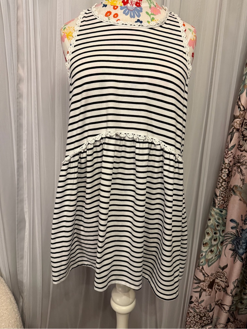Women’s Black & White Striped Sleeveless Dress/Tunic